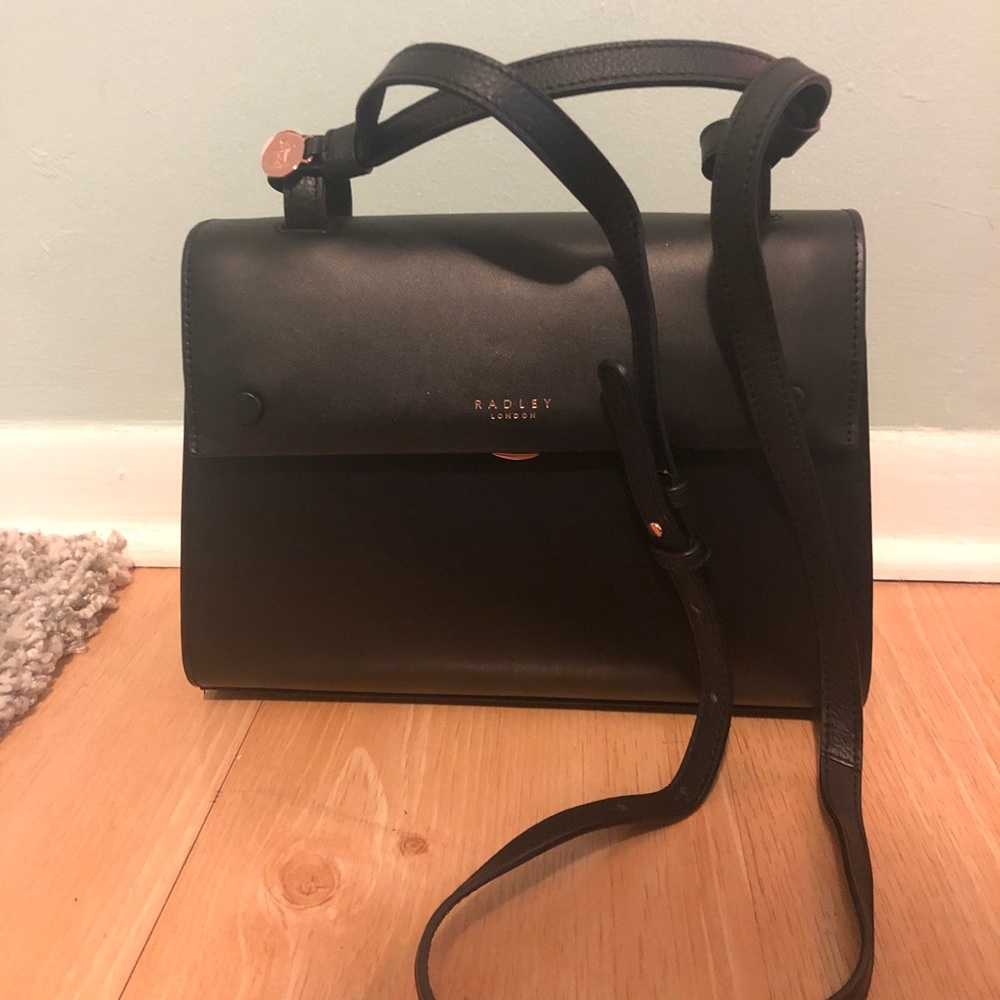 RADLEY LONDON Small Flapover Black Leather Satchel